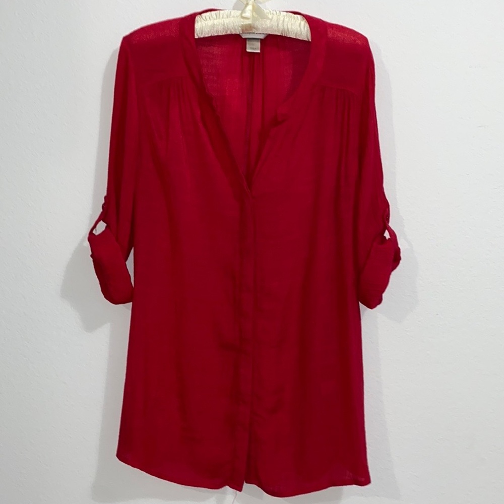 CHRISTOPHER & BANKS 3/4 Sleeve Sheer Tunic